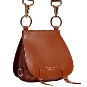 Burberry Authentic Burberry Bridle Haymarket Bag Brown Leather with Gold Studs